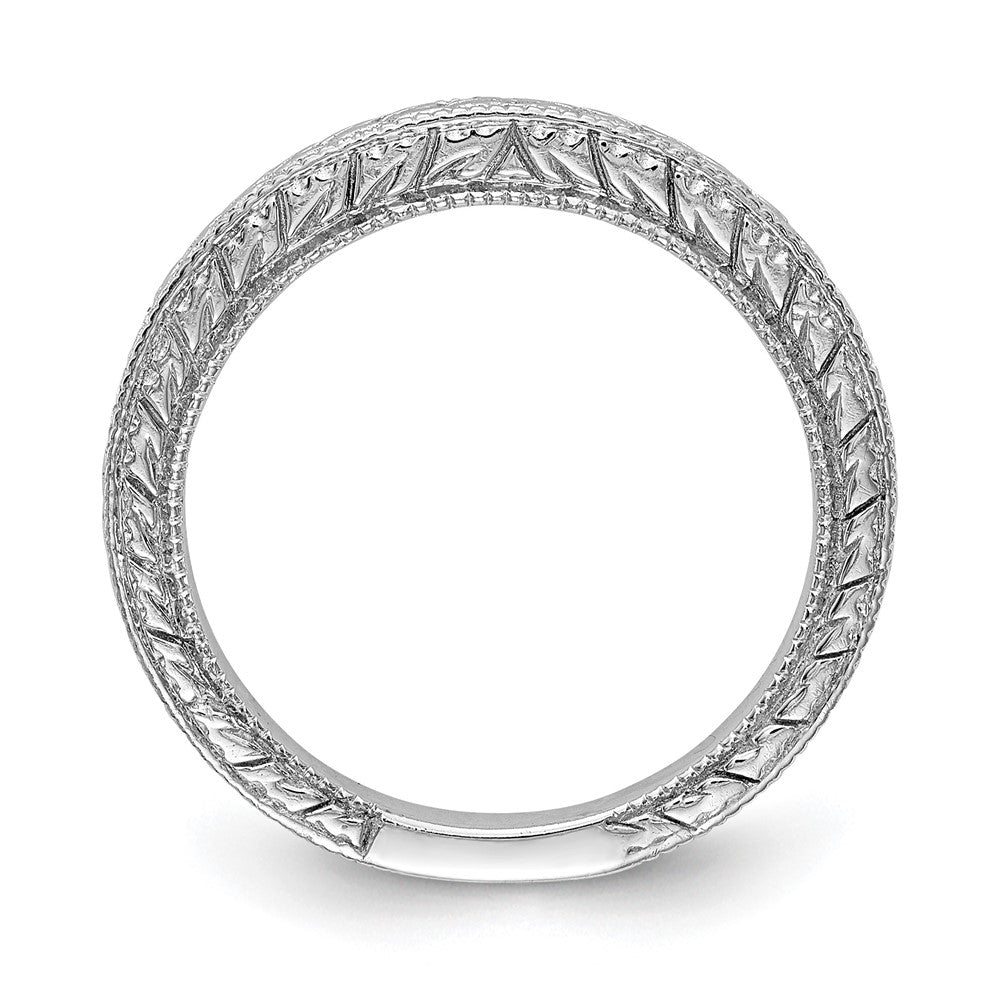 14K White Gold Etched Wedding Band