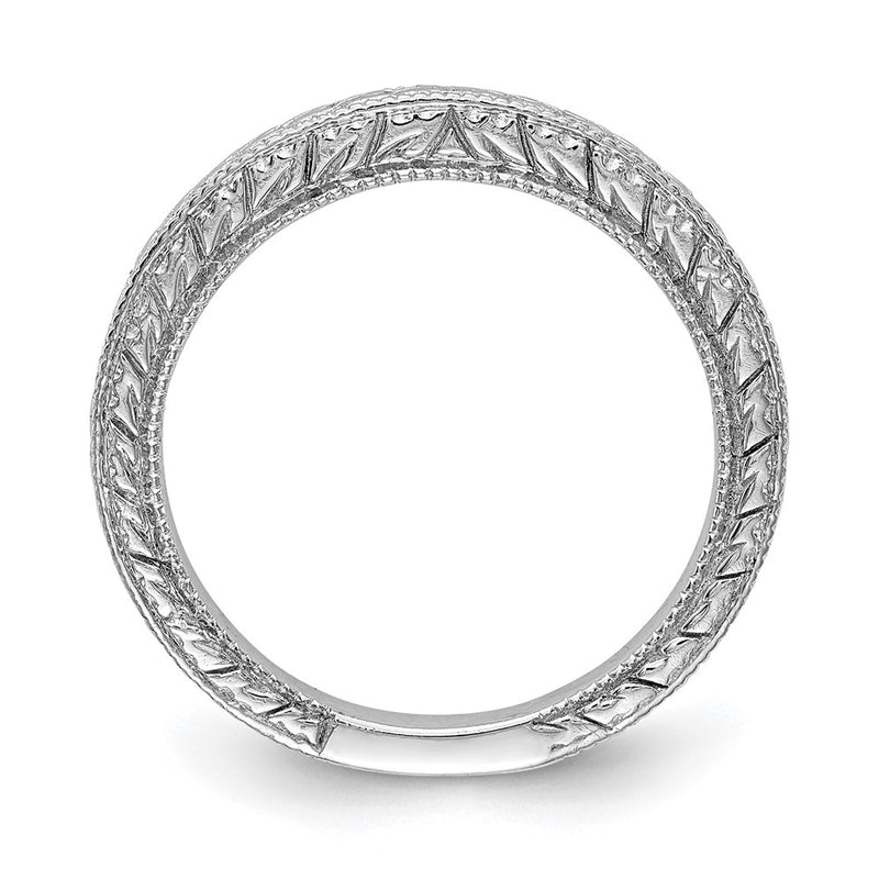14K White Gold Etched Wedding Band