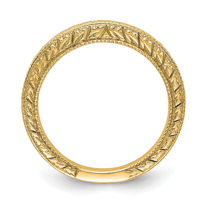 14K Yellow Gold Etched Wedding Band Ring