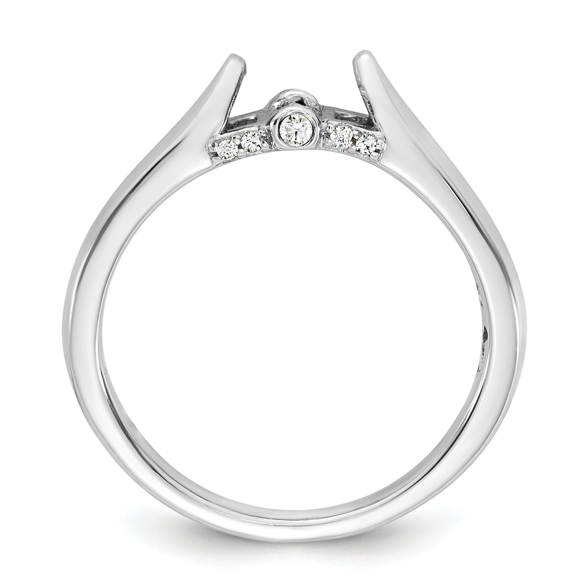 14K White Gold Peg Set Simulated Diamond Engagement Ring
