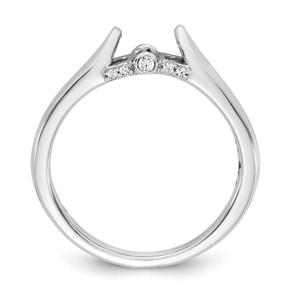 14K White Gold Peg Set Simulated Diamond Engagement Ring