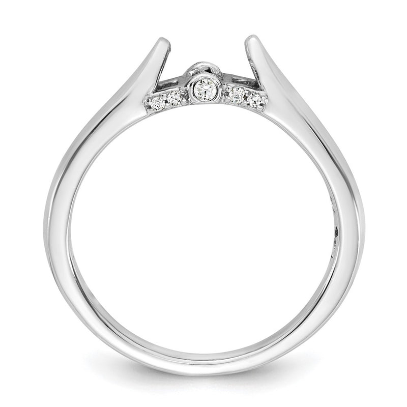 14K White Gold Peg Set Simulated Diamond Engagement Ring