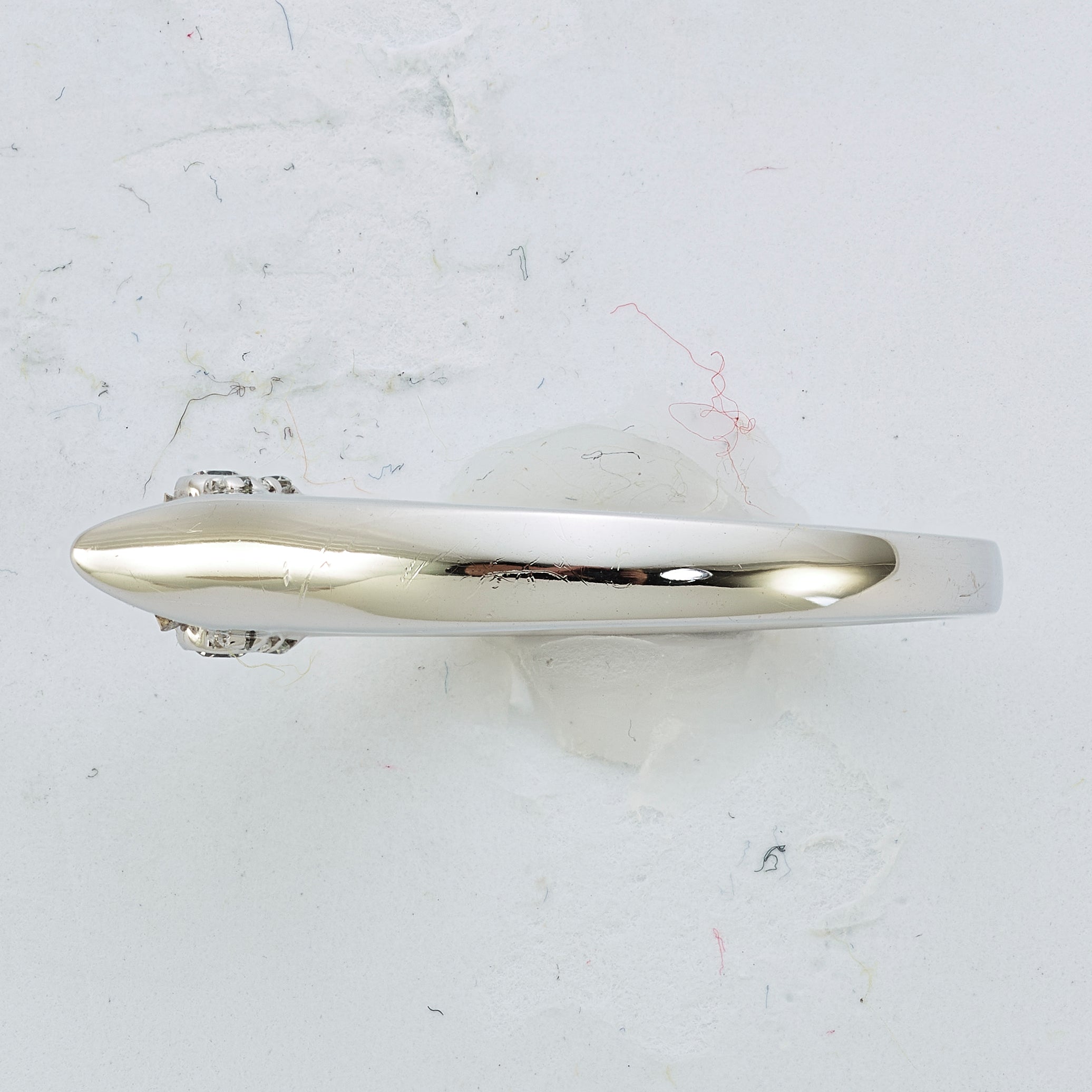 14K White Gold Peg Set Simulated Diamond Engagement Ring