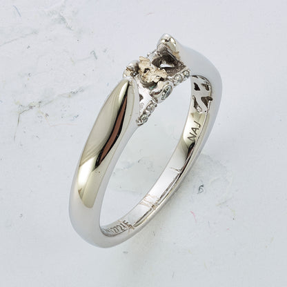 14K White Gold Peg Set Simulated Diamond Engagement Ring