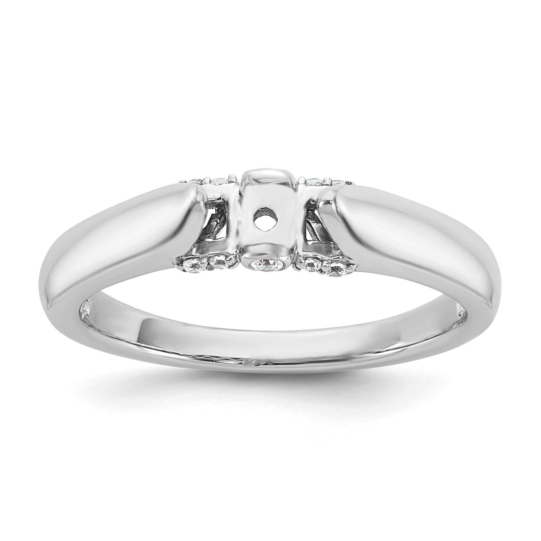 14K White Gold Peg Set Simulated Diamond Engagement Ring
