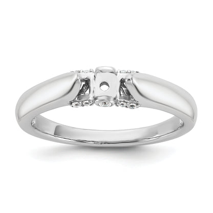 14K White Gold Peg Set Simulated Diamond Engagement Ring