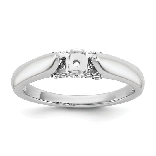 14K White Gold Peg Set Simulated Diamond Engagement Ring