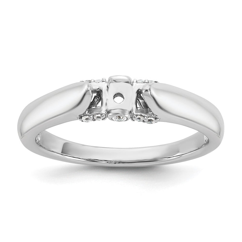 14K White Gold Peg Set Simulated Diamond Engagement Ring