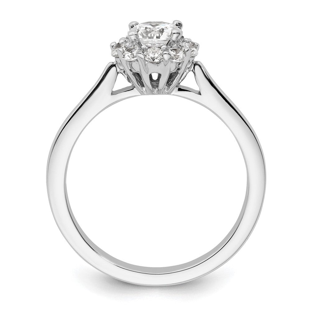14k White Gold Round Halo Simulated Diamond  Engagement Ring