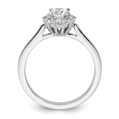 14k White Gold Round Halo Simulated Diamond  Engagement Ring