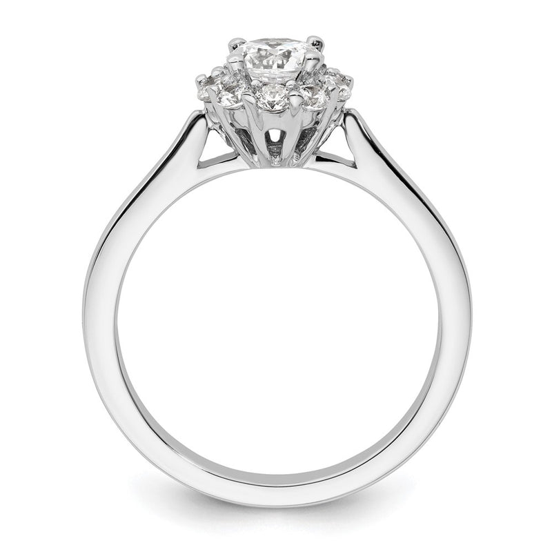 14k White Gold Round Halo Simulated Diamond  Engagement Ring