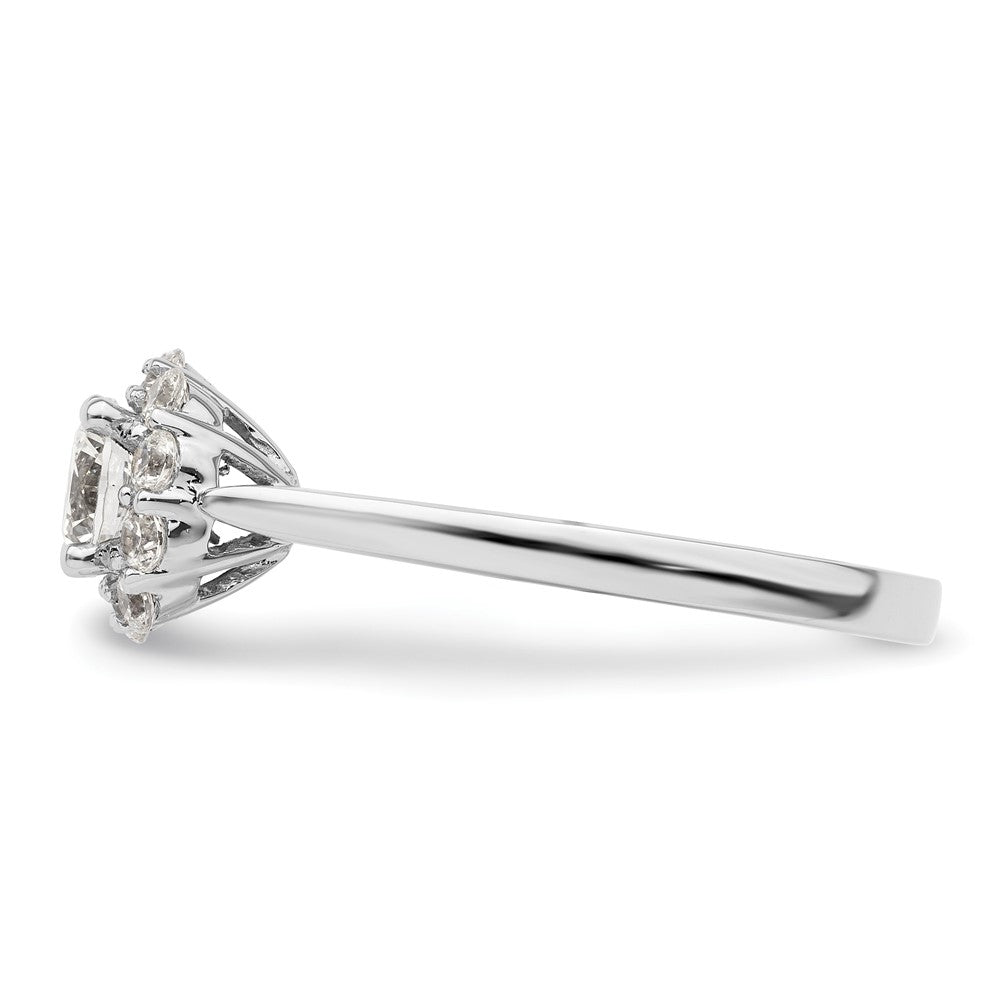 14k White Gold Round Halo Simulated Diamond  Engagement Ring
