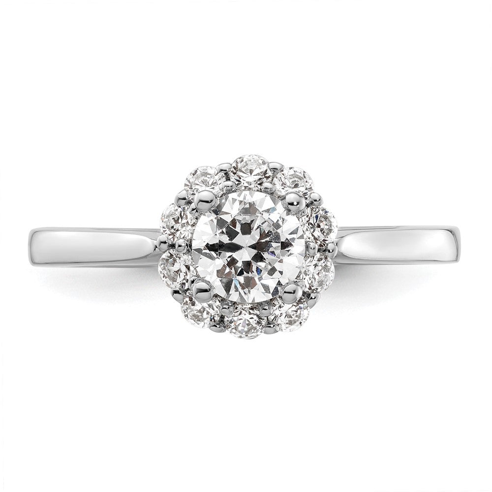 14k White Gold Round Halo Simulated Diamond  Engagement Ring