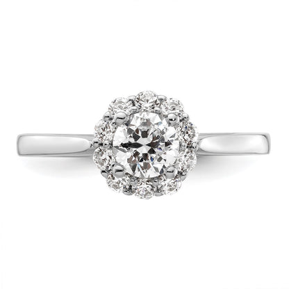 14k White Gold Round Halo Simulated Diamond  Engagement Ring