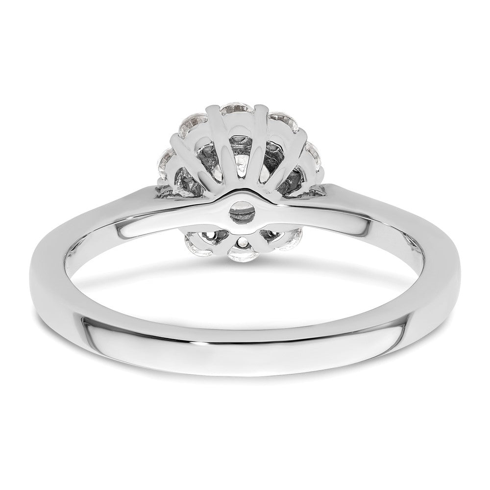 14k White Gold Round Halo Simulated Diamond  Engagement Ring