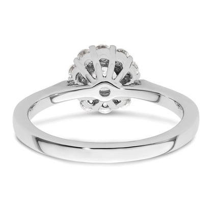 14k White Gold Round Halo Simulated Diamond  Engagement Ring