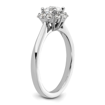 14k White Gold Round Halo Simulated Diamond  Engagement Ring