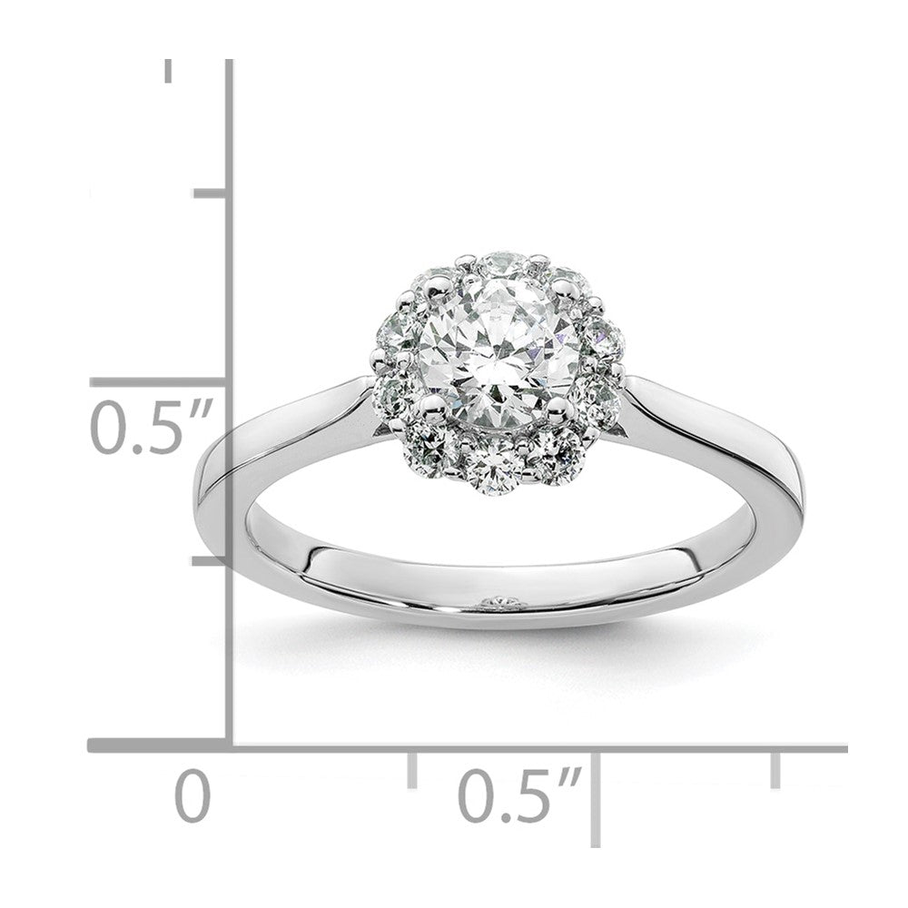 14k White Gold Round Halo Simulated Diamond  Engagement Ring
