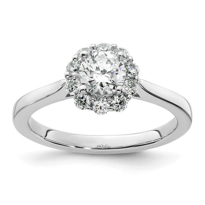 14k White Gold Round Halo Simulated Diamond  Engagement Ring