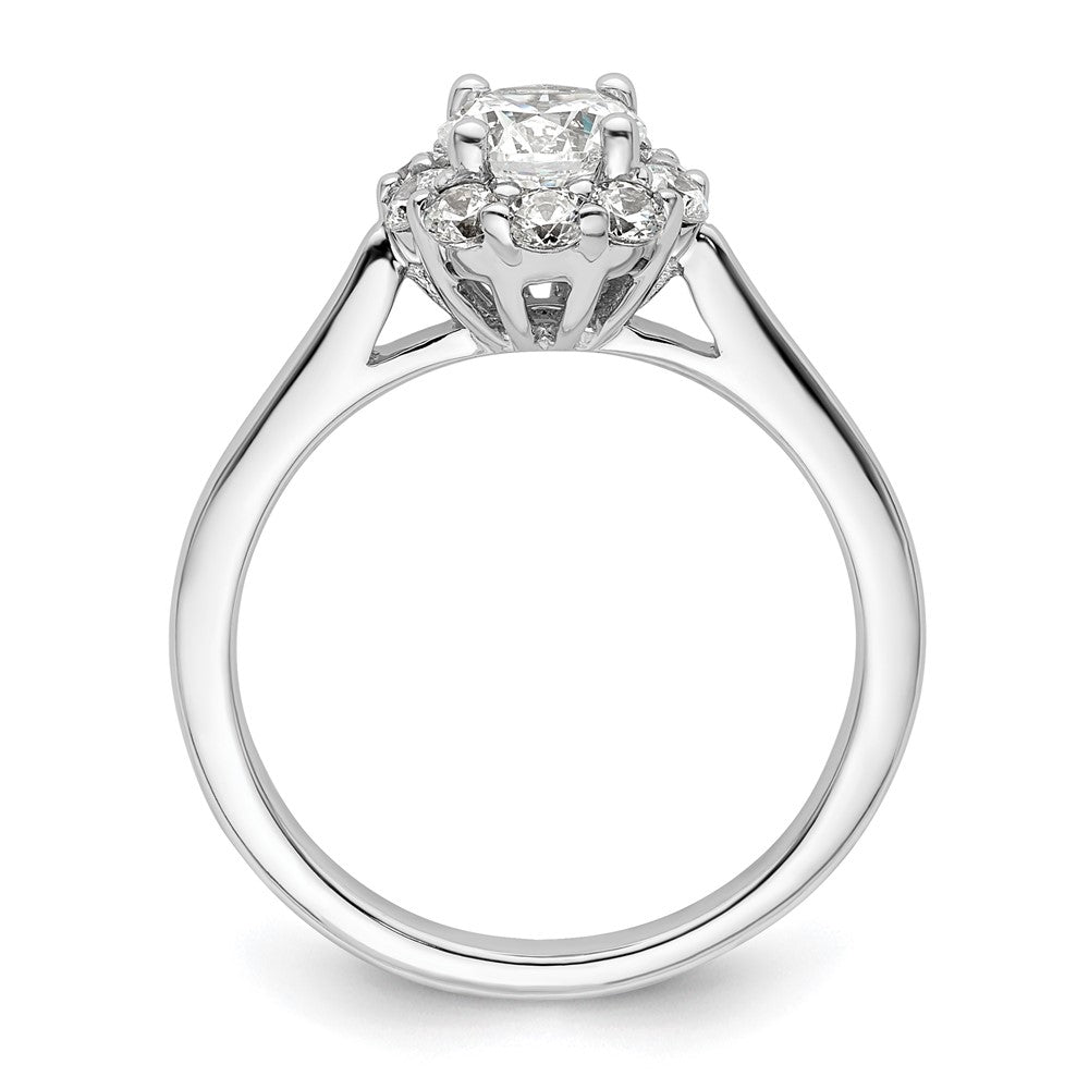 14k White Gold Round Halo Simulated Diamond  Engagement Ring