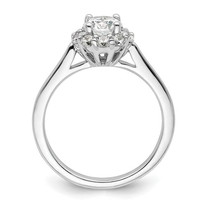 14k White Gold Round Halo Simulated Diamond  Engagement Ring