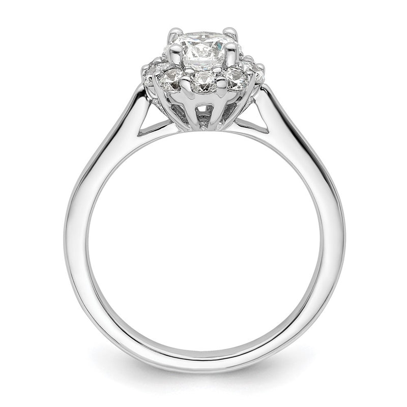14k White Gold Round Halo Simulated Diamond  Engagement Ring