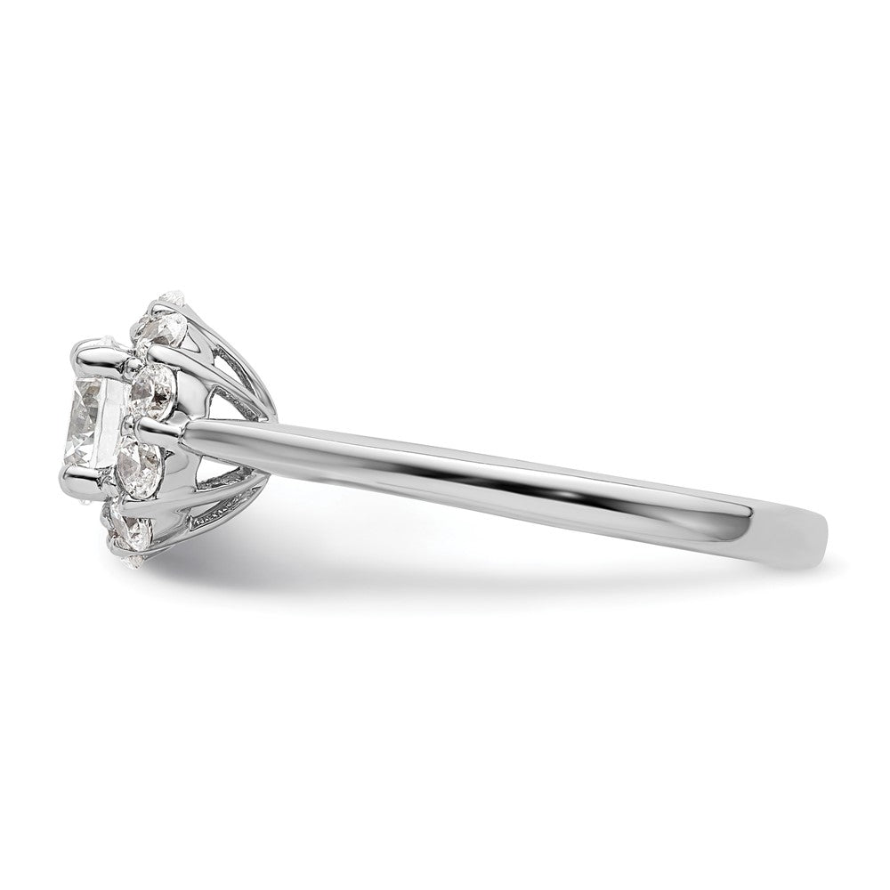 14k White Gold Round Halo Simulated Diamond  Engagement Ring