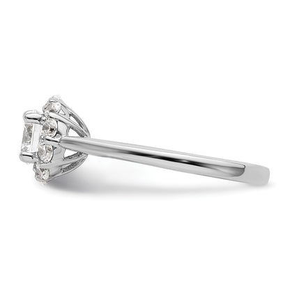 14k White Gold Round Halo Simulated Diamond  Engagement Ring