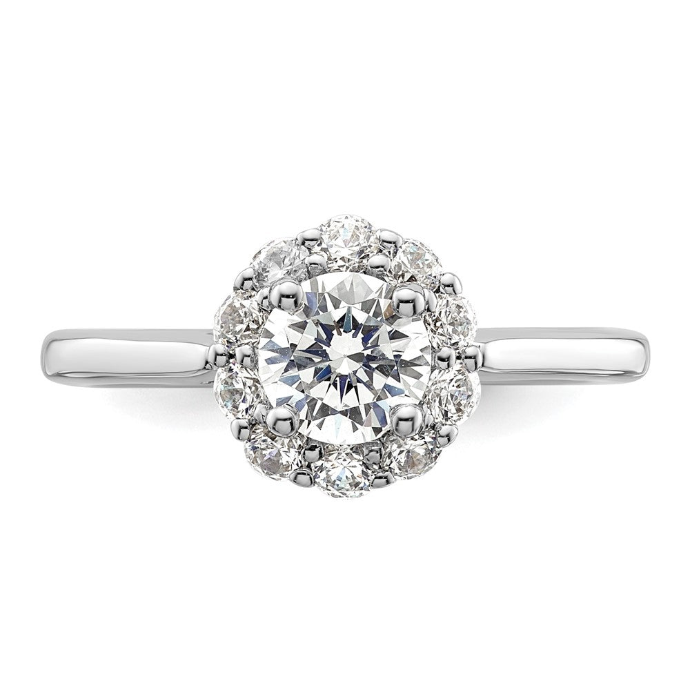 14k White Gold Round Halo Simulated Diamond  Engagement Ring