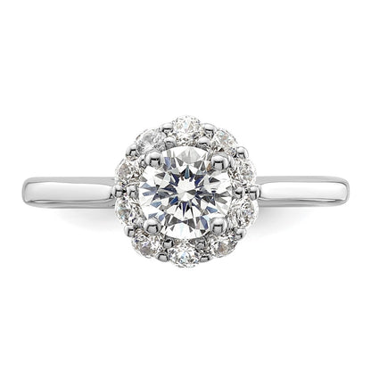 14k White Gold Round Halo Simulated Diamond  Engagement Ring