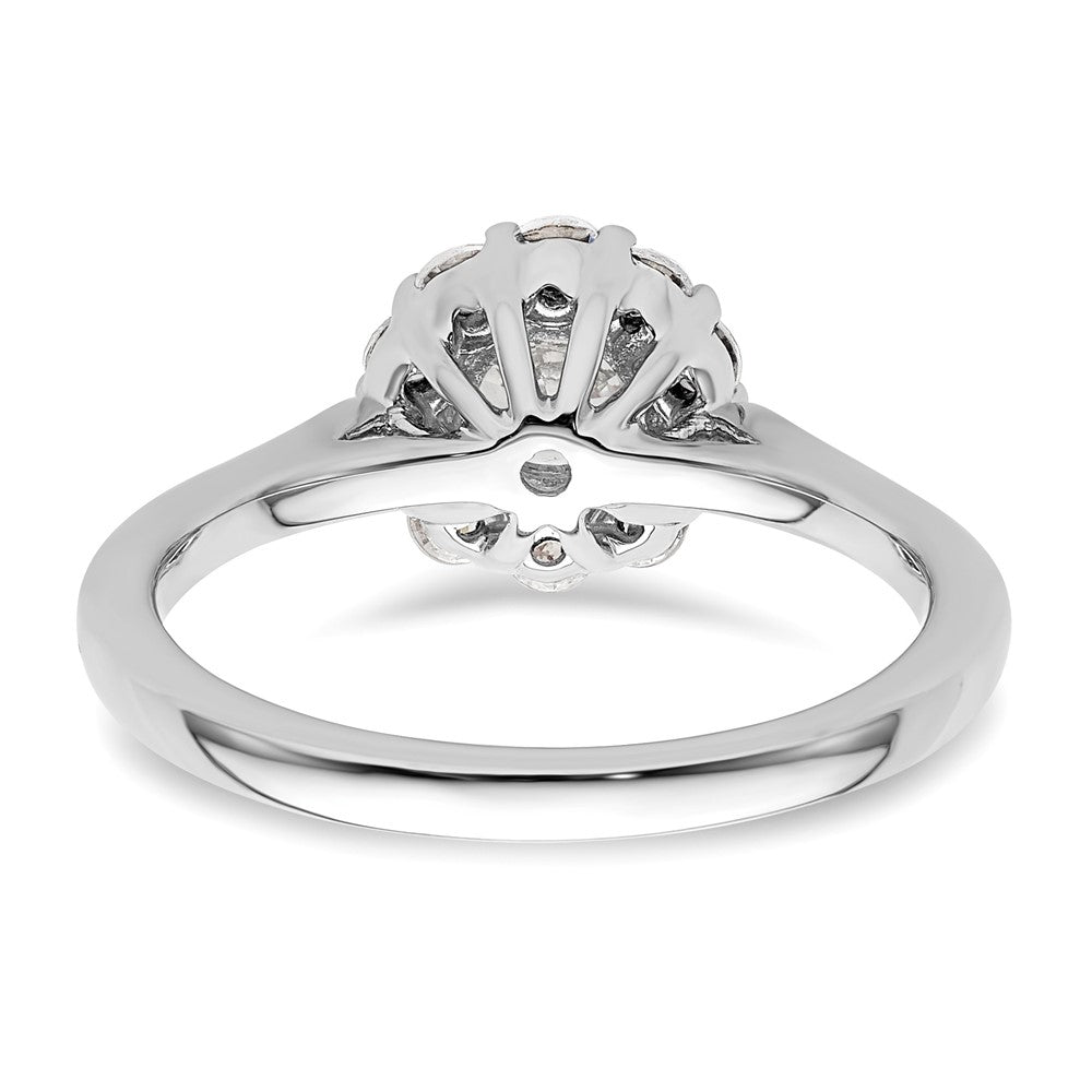 14k White Gold Round Halo Simulated Diamond  Engagement Ring