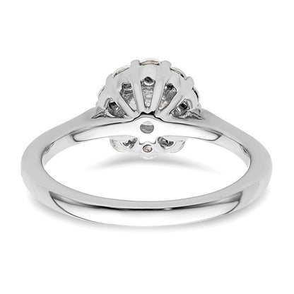 14k White Gold Round Halo Simulated Diamond  Engagement Ring