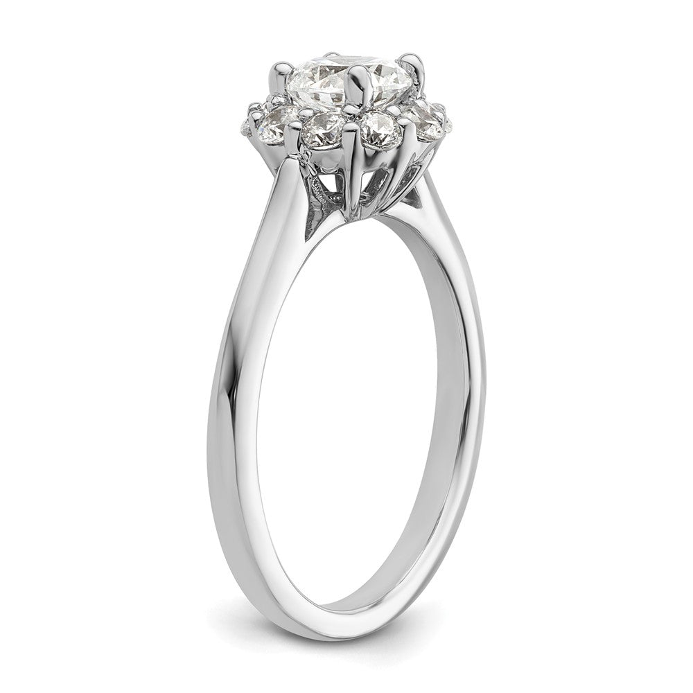 14k White Gold Round Halo Simulated Diamond  Engagement Ring