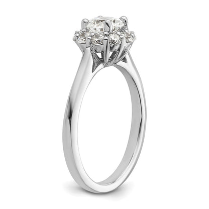14k White Gold Round Halo Simulated Diamond  Engagement Ring