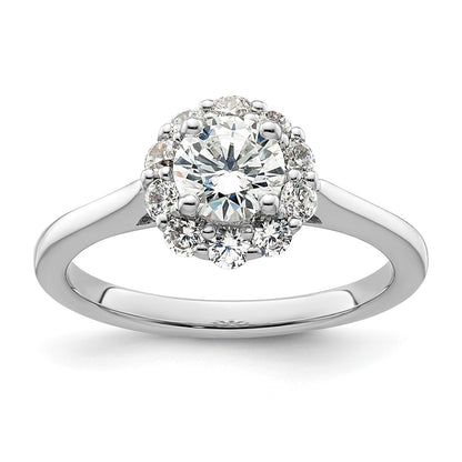 14k White Gold Round Halo Simulated Diamond  Engagement Ring