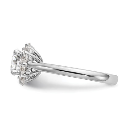 14k White Gold Round Halo Simulated Diamond Engagement Ring