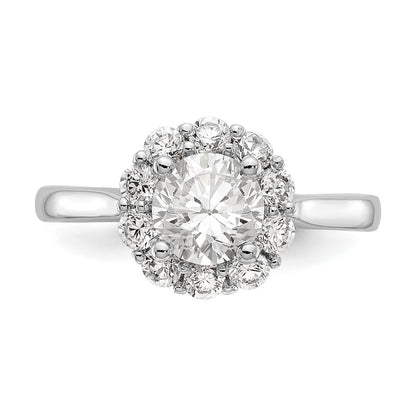 14k White Gold Round Halo Simulated Diamond Engagement Ring