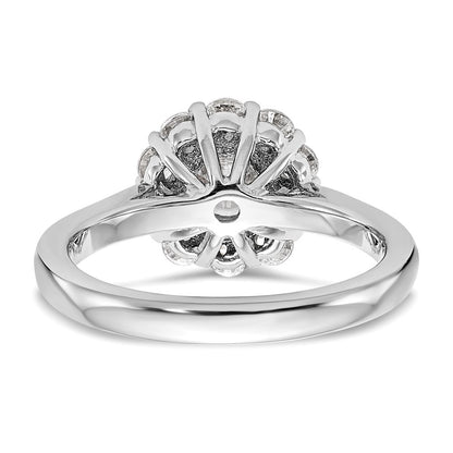 14k White Gold Round Halo Simulated Diamond Engagement Ring