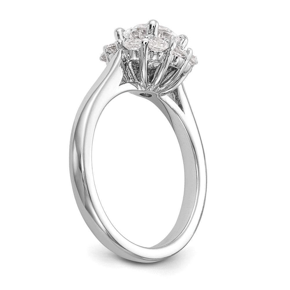 14k White Gold Round Halo Simulated Diamond Engagement Ring