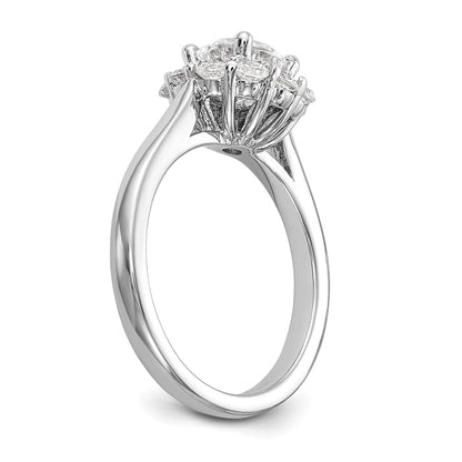 14k White Gold Round Halo Simulated Diamond Engagement Ring
