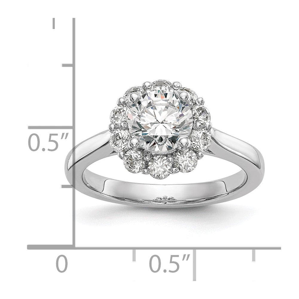 14k White Gold Round Halo Simulated Diamond Engagement Ring