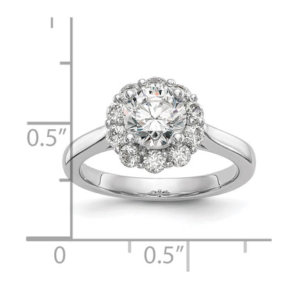 14k White Gold Round Halo Simulated Diamond Engagement Ring