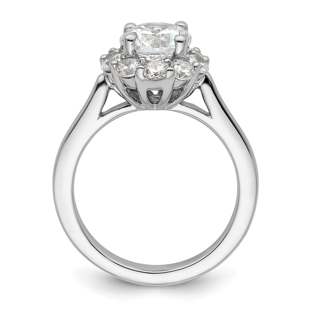 14k White Gold Round Halo Simulated Diamond Engagement Ring