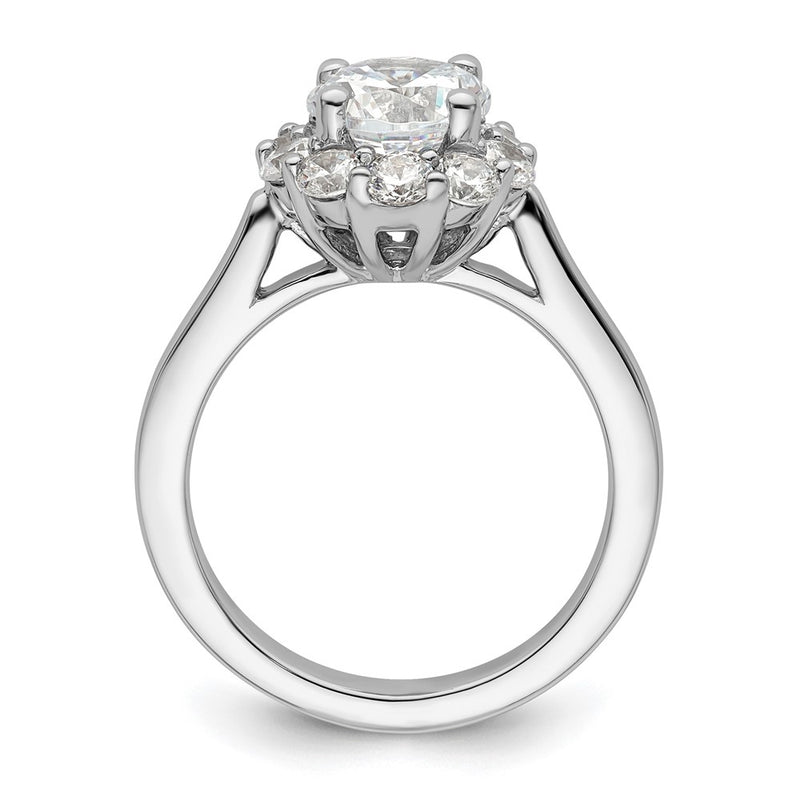 14k White Gold Round Halo Simulated Diamond Engagement Ring
