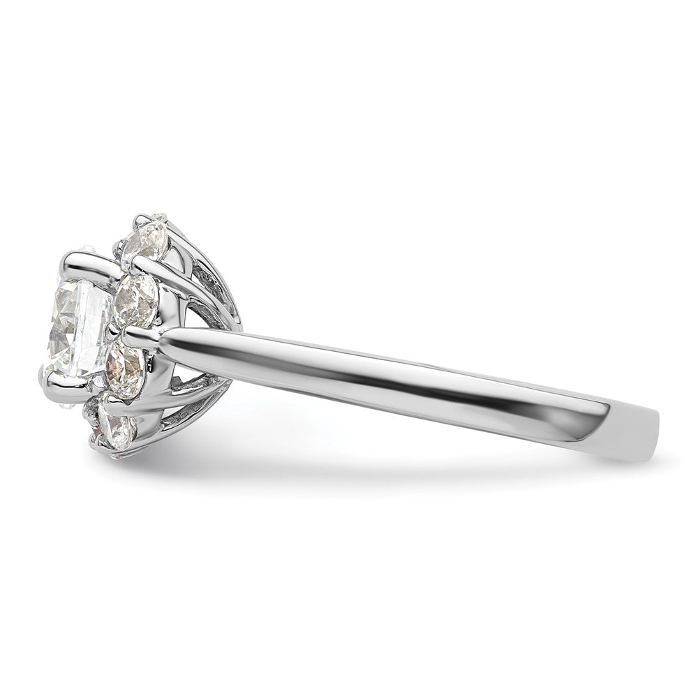 14k White Gold Round Halo Simulated Diamond Engagement Ring