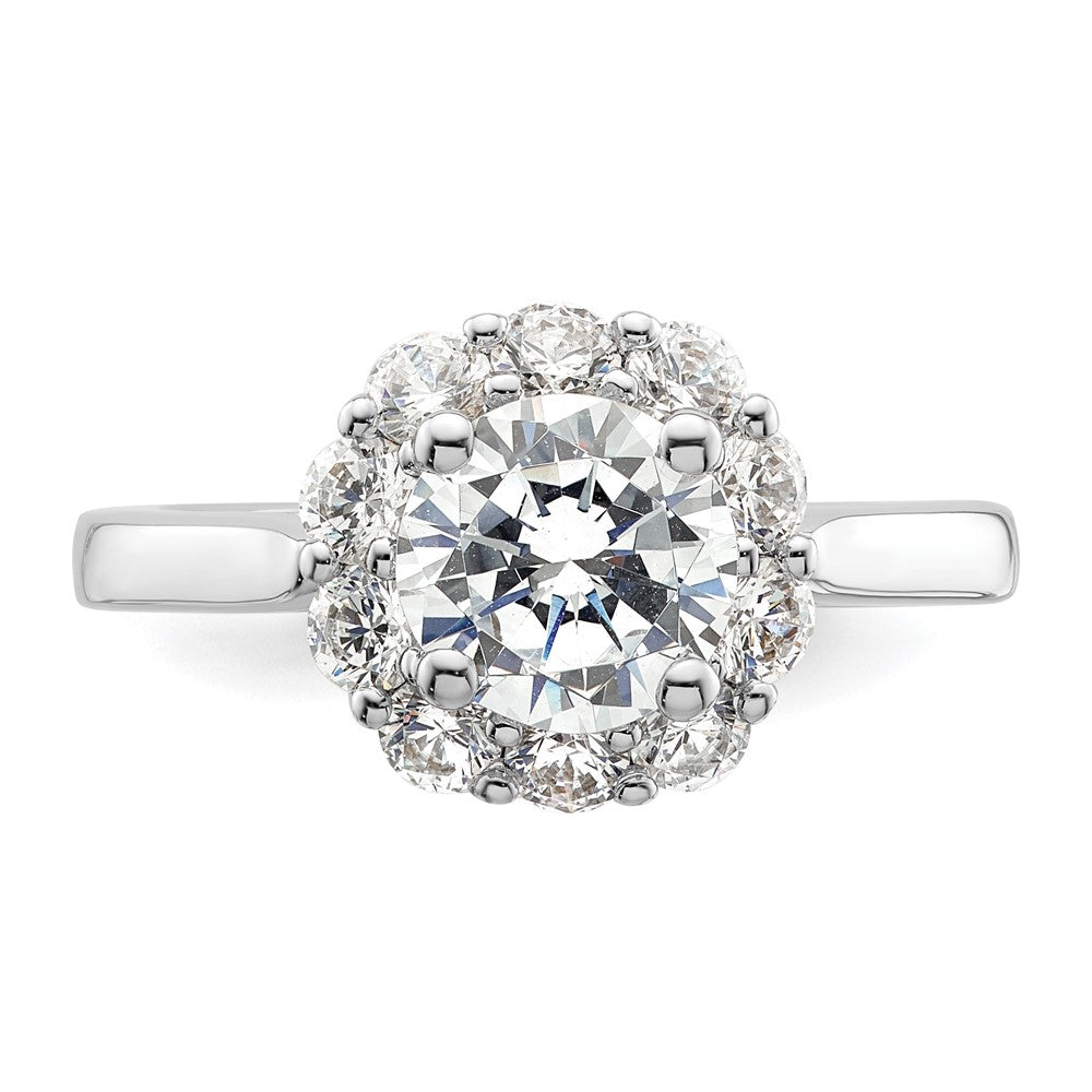 14k White Gold Round Halo Simulated Diamond Engagement Ring