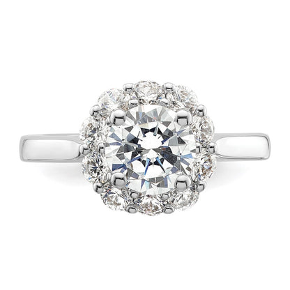14k White Gold Round Halo Simulated Diamond Engagement Ring
