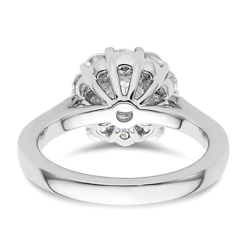 14k White Gold Round Halo Simulated Diamond Engagement Ring