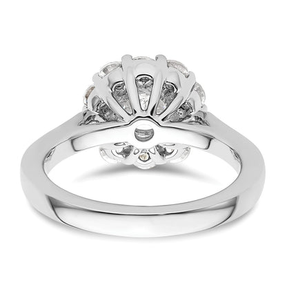 14k White Gold Round Halo Simulated Diamond Engagement Ring