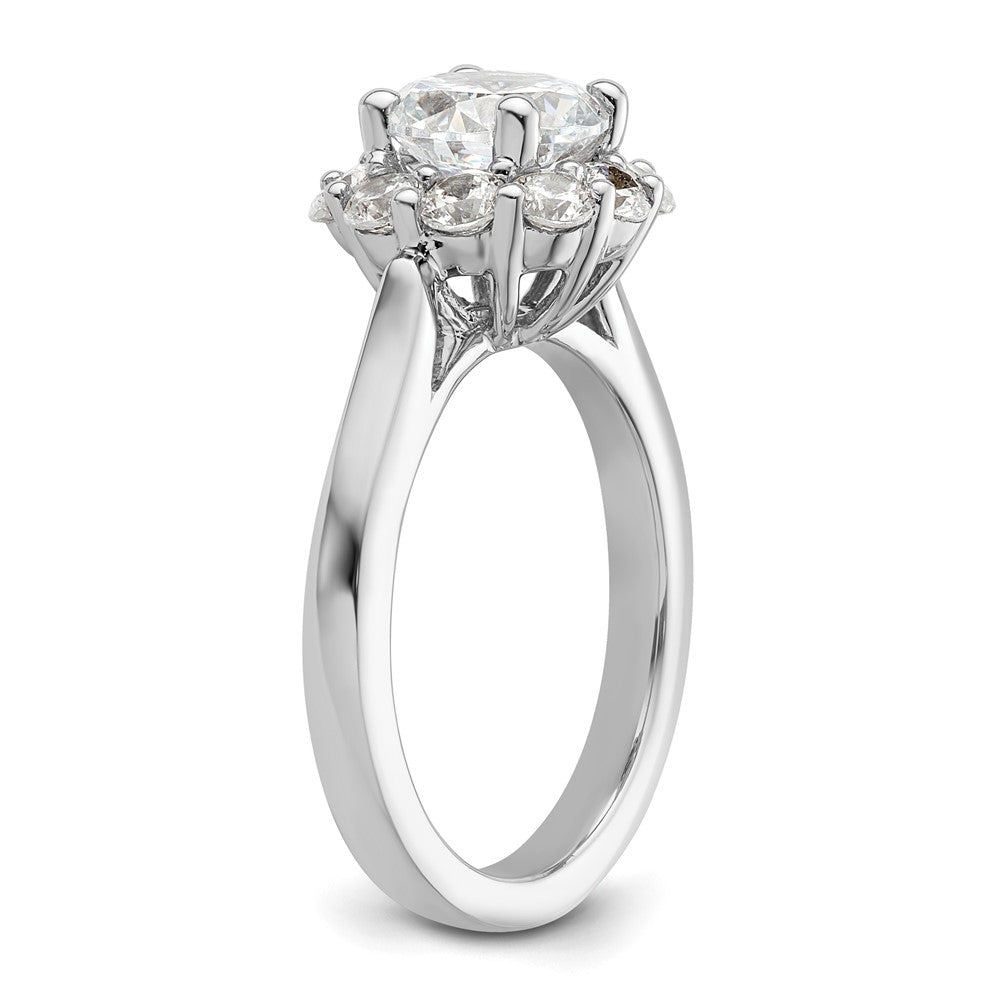 14k White Gold Round Halo Simulated Diamond Engagement Ring